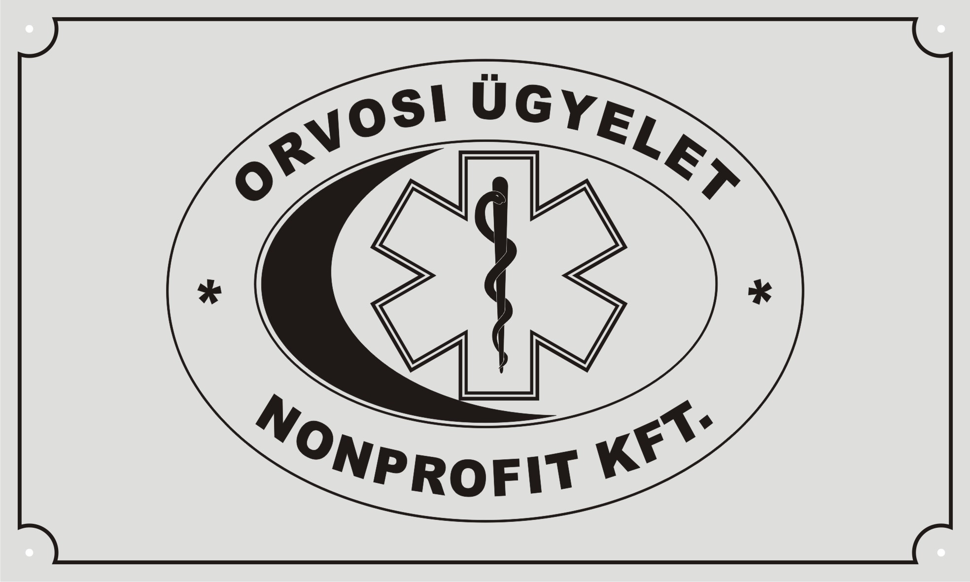 Gravírozott cégtábla ezüst-fekete 500 x 300 mm