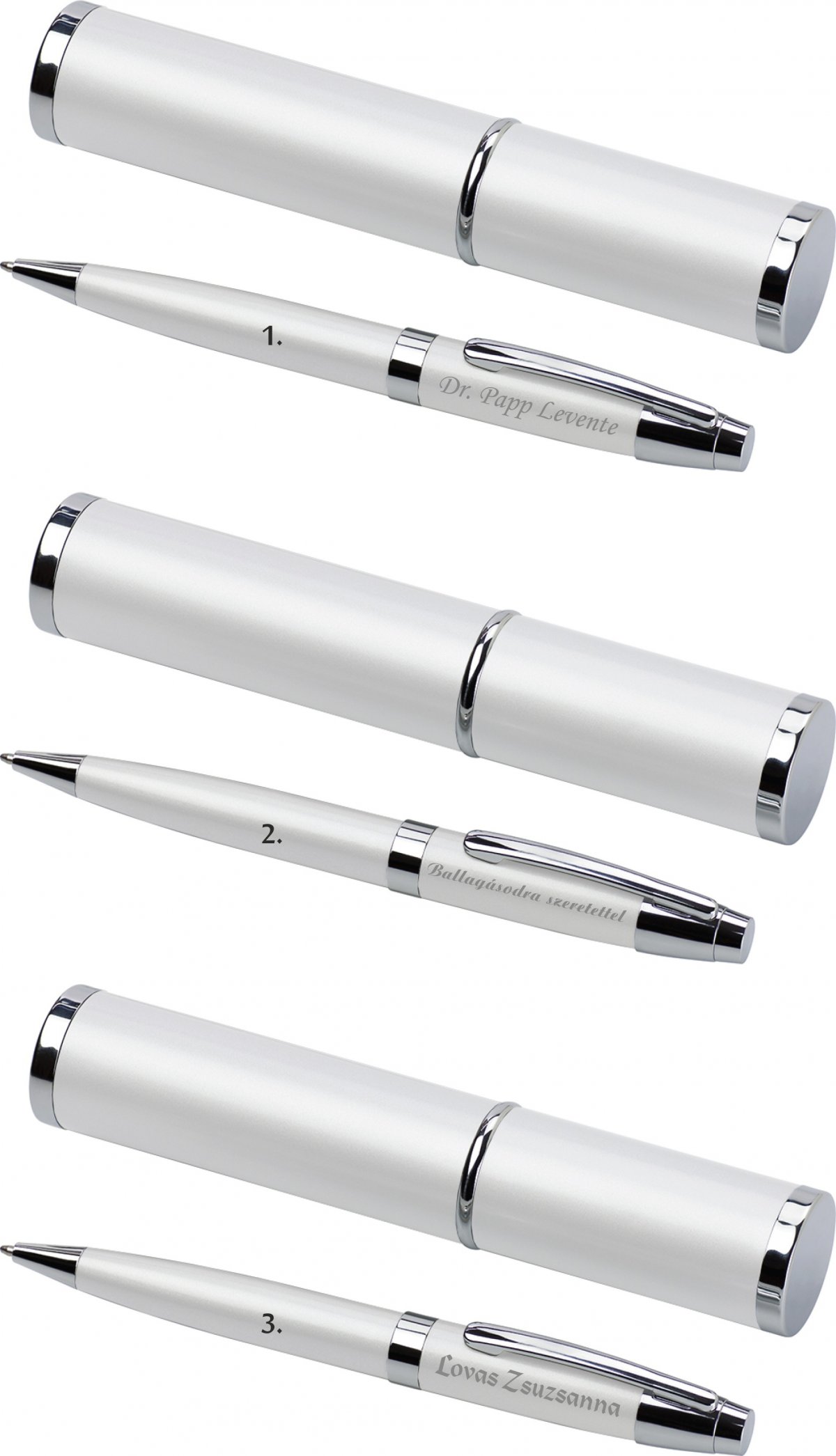 Díszdobozos elegáns toll gravírozva - fehér